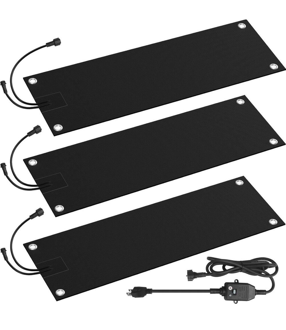 HETFOENT 4 Pcs Heated Snow Melting Mats,10 x 30 in No Slip Rubber Heated Outdoor